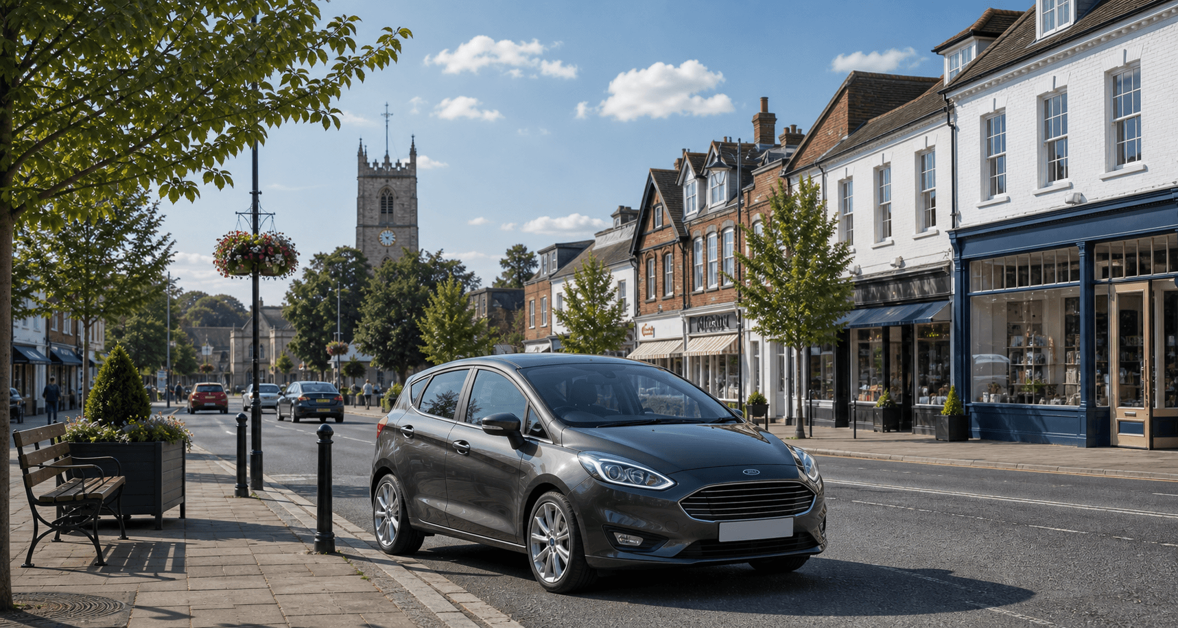Compact hire car ready for practical travel around Flitwick